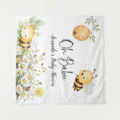 Rustic Floral Daisy Oh Babee Honey Bee Baby Shower Wandteppich (Vorderseite (Horizontal))