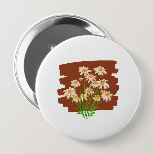 Rustic floral design on brown background button (Vorne & Hinten)