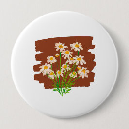 Rustic floral design on brown background button