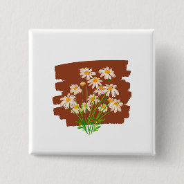 Rustic floral design on brown background button