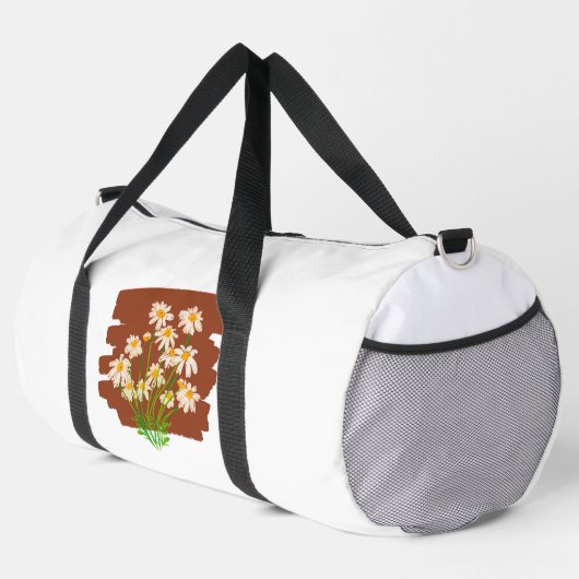 Rustic floral design on brown background duffle bag (Rechte Ecke)