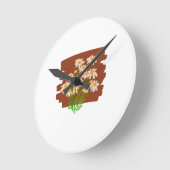 Rustic floral design on brown background runde wanduhr (Winkel)