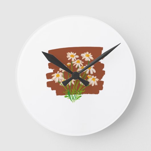 Rustic floral design on brown background runde wanduhr (Vorderseite)