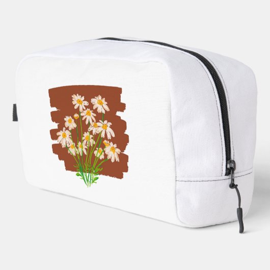 Rustic floral design on brown background waschbeutel (Rechte Ecke)