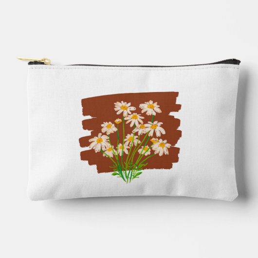 Rustic floral design on brown background zubehörtasche (Vorderseite)
