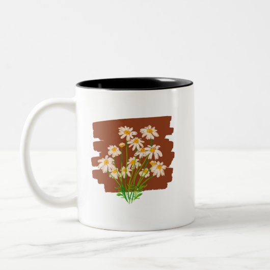 Rustic floral design on brown background zweifarbige tasse (Links)