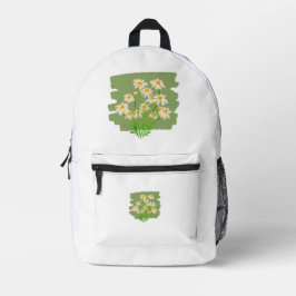 Rustic Floral Design on Green Background Bedruckter Rucksack