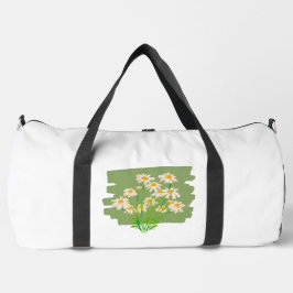 Rustic Floral Design on Green Background Duffle Bag