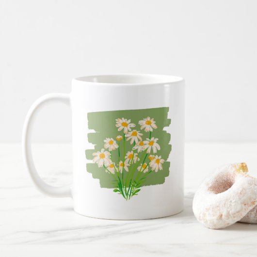 Rustic Floral Design on Green Background Kaffeetasse (Mit Donut)