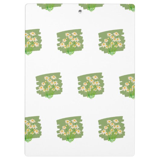 Rustic Floral Design on Green Background Klemmbrett (Rückseite)
