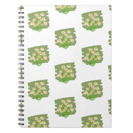 Rustic Floral Design on Green Background Notizblock