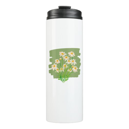 Rustic Floral Design on Green Background Thermosbecher (Vorderseite)