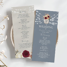 Rustic Floral Dusty Blue Wedding Program Programm