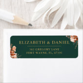 Rustic Floral Emerald Gold Wedding Rücksendeadress (Insitu)