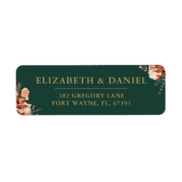 Rustic Floral Emerald Gold Wedding Rücksendeadress