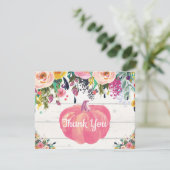 Rustic Floral Fall Pumpkin Danke Karte (Stehend Vorderseite)