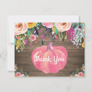Rustic Floral Fall Pumpkin Danke Karte