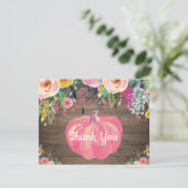 Rustic Floral Fall Pumpkin Danke Karte (Stehend Vorderseite)