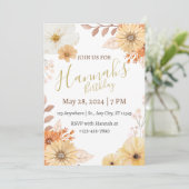 Rustic Floral For Women – Boho Fall Flowers Einladung (Stehend Vorderseite)