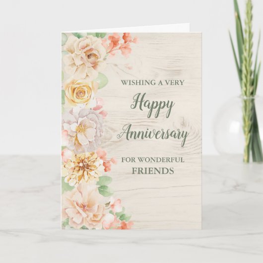 Rustic Floral Friends Wedding Anniversary Karte (Vorderseite)