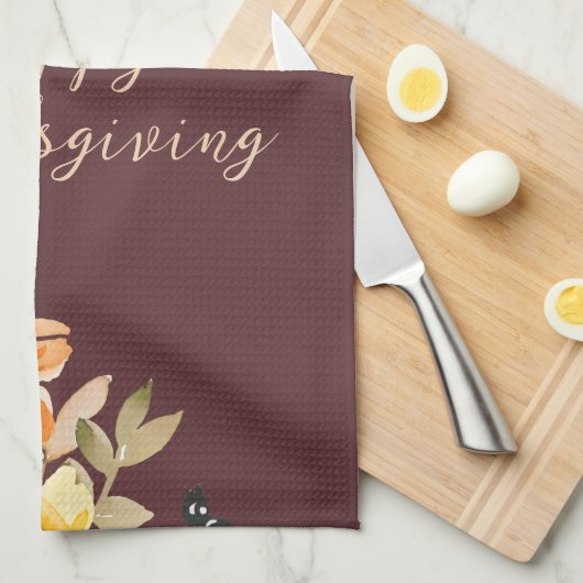 Rustic Floral Friendsgiving  Geschirrtuch (Viertel Falte)