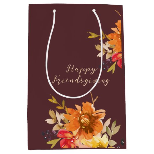 Rustic Floral Friendsgiving Mittlere Geschenktüte (Vorderseite)