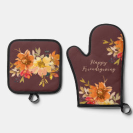 Rustic Floral Friendsgiving  Ofenhandschuh & Topflappen-Set
