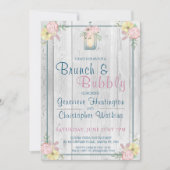 RUSTIC FLORAL GRAY BARNWOOD COUPLES BRIDAL BRUNCH EINLADUNG (Vorderseite)