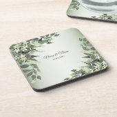 Rustic Floral Greenery Eucalyptus Leaves Getränkeuntersetzer (Linke Seite)