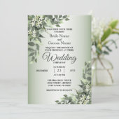 Rustic Floral Greenery Eucalyptus Leaves Wedding Einladung (Stehend Vorderseite)