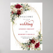 Rustic floral greenery gold wedding welcome sign  poster (Vorne)