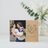 Rustic Floral Heart Wedding Foto Script Vielen Dan Postkarte (Stehend Vorderseite)