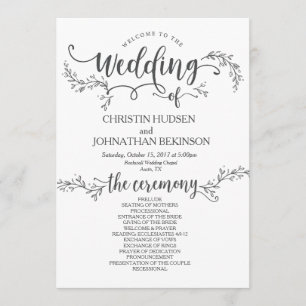 Rustic Floral Hochzeitsprogramm 12x18 Design Programm