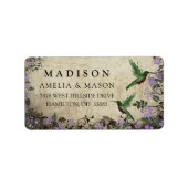 Rustic Floral Hummingbirds Address Label Adressaufkleber (Vorne)