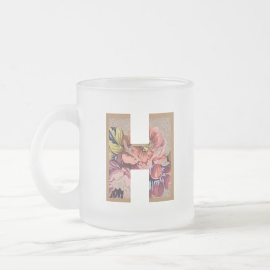 Rustic Floral Initial Letter H Monogram Mattglastasse (Links)