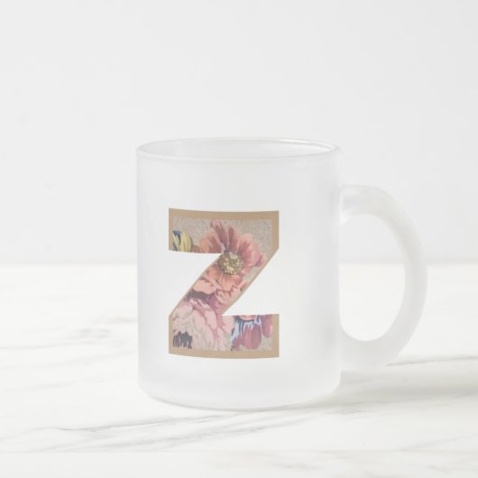Rustic Floral Initial Letter Z Monogram Mattglastasse (Rechts)