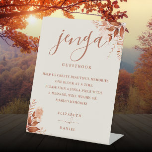Rustic Floral Jenga Wedding Guestbook Sockelschild