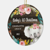 Rustic Floral Koala Baby's First Christmas Keramik Ornament (Links)