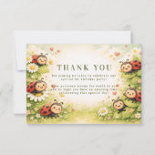 Rustic Floral Lady Bug 1st Birthday Dankeskarte (Vorderseite)