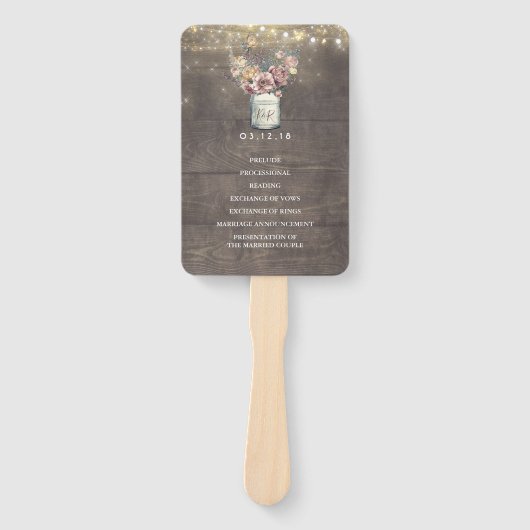 Rustic Floral Mason Jar Wedding Program Fächer (Vorderseite)