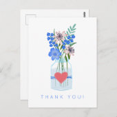 Rustic Floral Mason's Jar Liebe Herzlichen Dank Postkarte (Vorne/Hinten)