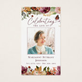 Rustic Floral Memorial Funeral Prayer Card (Vorderseite)