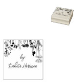 Rustic Floral Modern Script Custom Name Signature Gummistempel (Stempel)