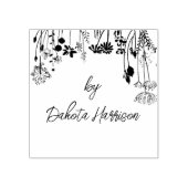 Rustic Floral Modern Script Custom Name Signature Gummistempel (Prägung)