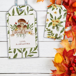 Rustic Floral Mushrooms Fall Baby Shower Thank You Geschenkanhänger