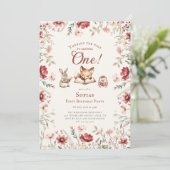 Rustic Floral next chapter first birthday Einladung (Stehend Vorderseite)
