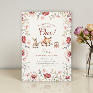Rustic Floral next chapter first  birthday  Einladung