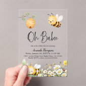 Rustic Floral Oh Babee Honey Bee Baby Shower Acryleinladungen (Insitu (Handheld))