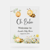 Rustic Floral Oh Babee Honey Bee Baby Shower Acrylschild (Vorderseite)