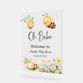 Rustic Floral Oh Babee Honey Bee Baby Shower Acrylschild (Winkel)